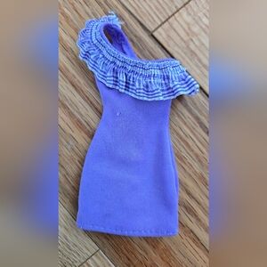 1/5$ 4/15$ 6/20$ Chic Purple Doll Dress with Blue Accents